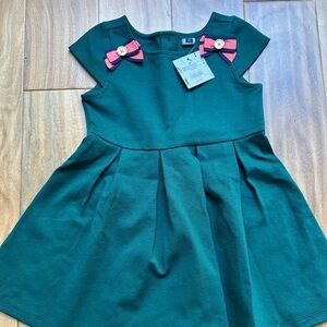 Janie and Jack green bow dress NWT